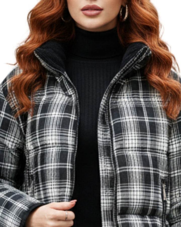 Chamarra Acolchada Corta Negro – detalle del cuello