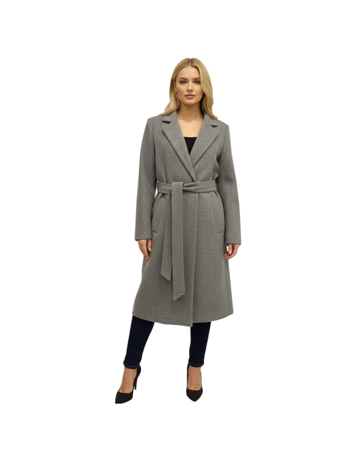 Abrigo Midi Elegante Gris – de cuerpo completo
