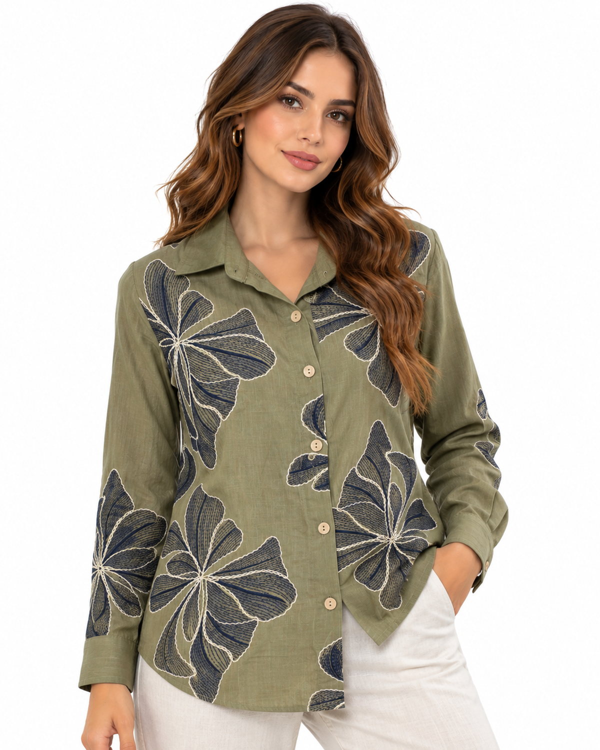 Camisa Bordada Flores