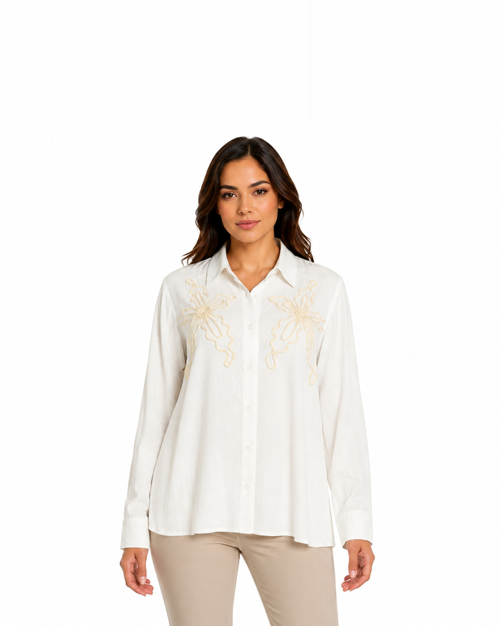 Camisa Bordado Floral Blanco – de frente
