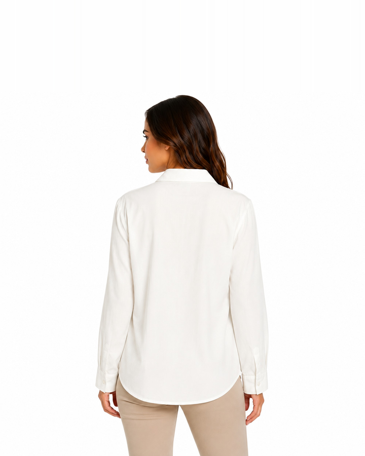 Camisa Bordado Floral Blanco – de espalda