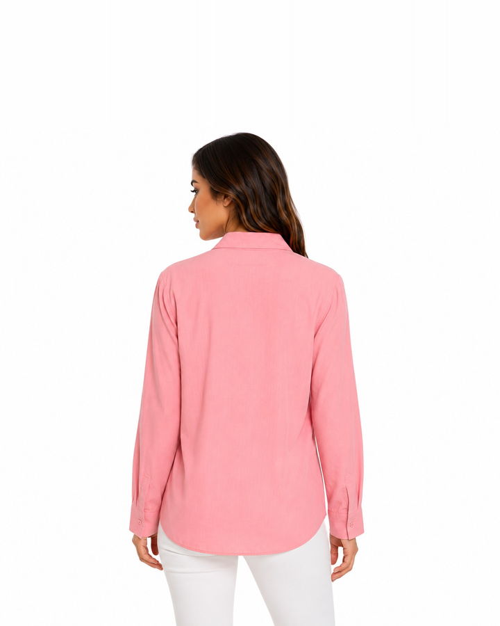 Camisa Bordado Floral Rosa – de espalda