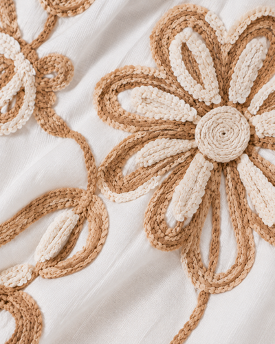Maxivestido Camisero Bordado Blanco – detalle de tela