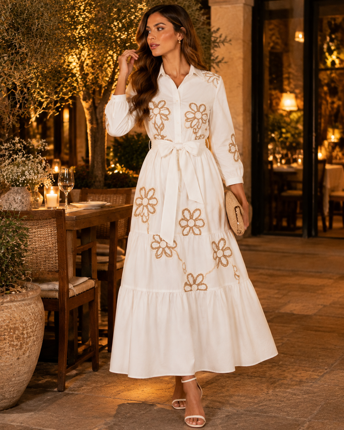 Maxivestido Camisero Bordado