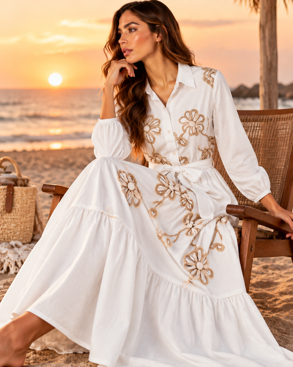 Maxivestido Camisero Bordado