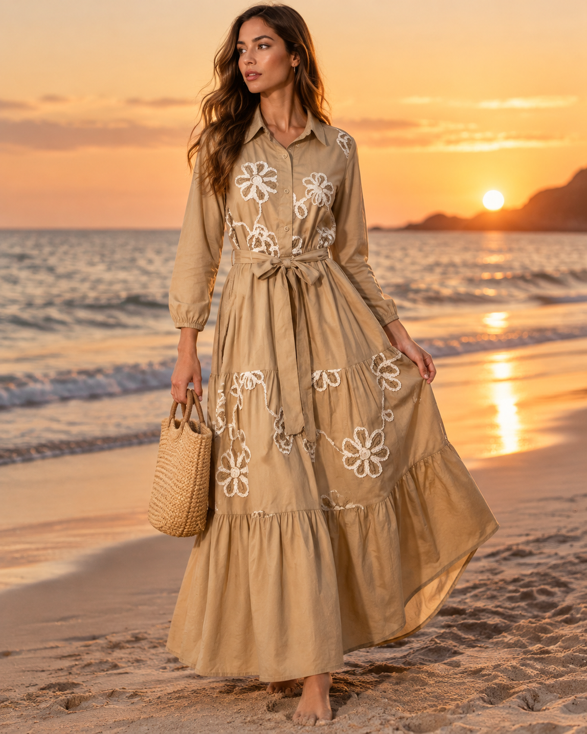 Maxivestido Camisero Bordado
