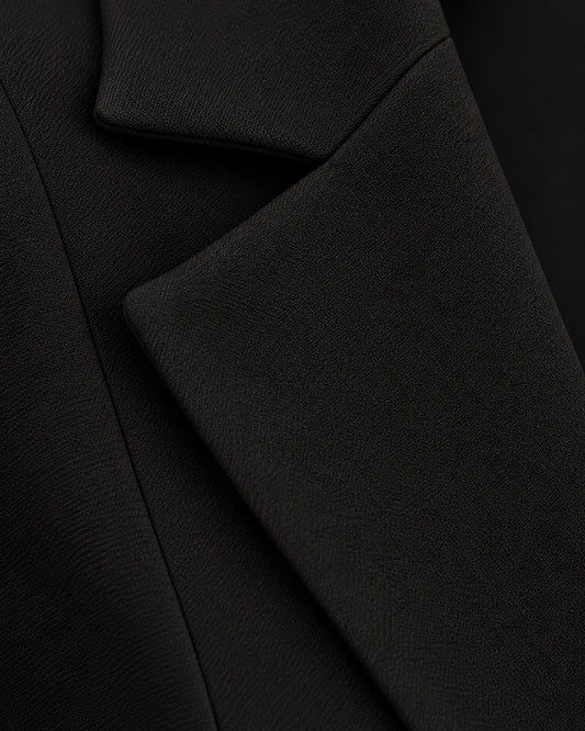 Saco Blazer Manga Fruncida Negro – detalle de la tela