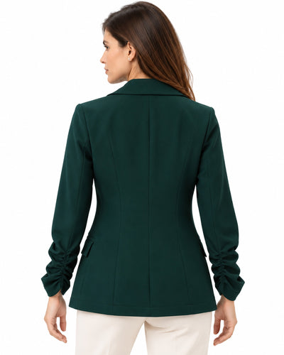 Saco Blazer Manga Fruncida Verde – espalda