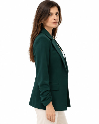 Saco Blazer Manga Fruncida Verde – lateral