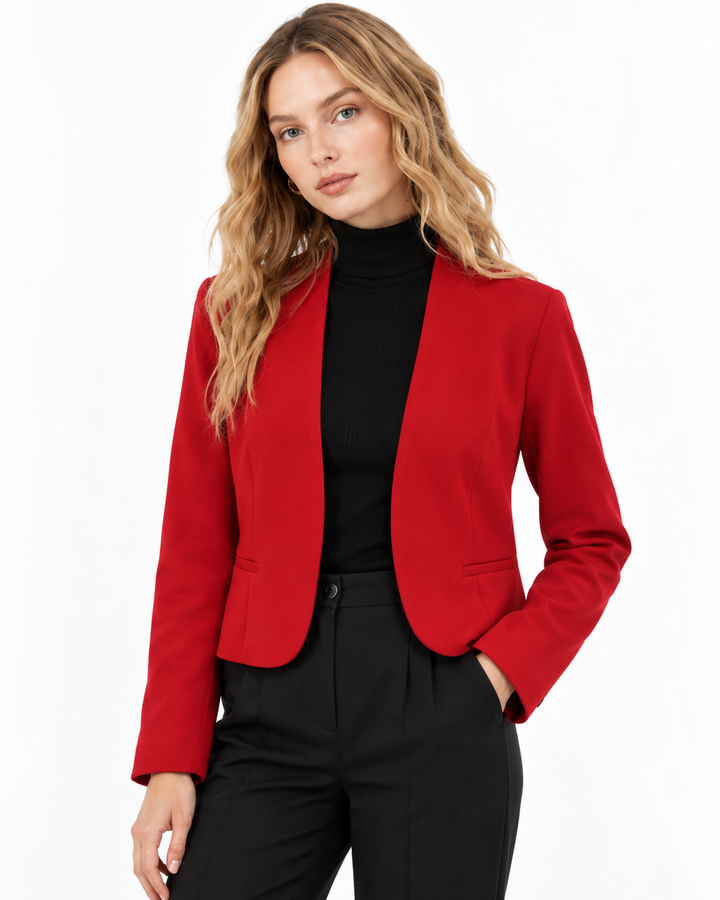 Saco Corto Abierto Entallado Rojo – frente