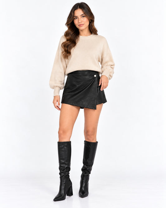 Short Falda Cruzado Negro – frente