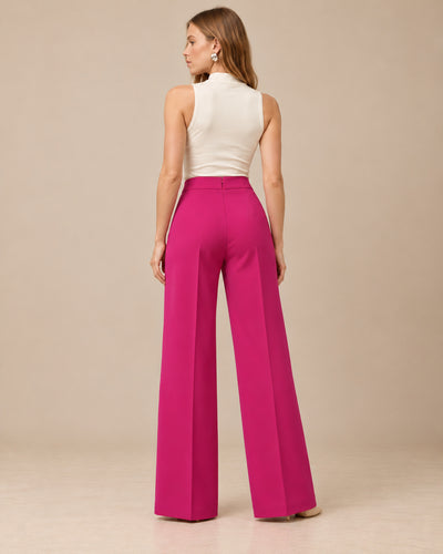 Pantalón Pierna Ancha Tiro Alto Magenta – espalda