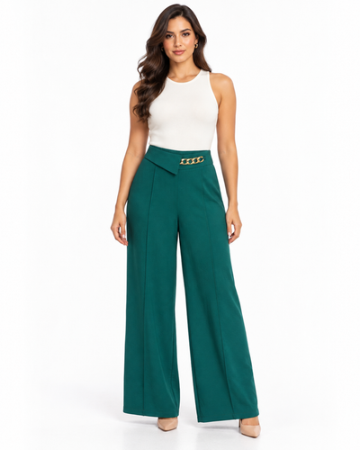 Pantalón Palazzo Cadena Dorada Verde – frente
