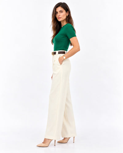 Pantalón Palazzo Tiro Alto Hueso – frente
