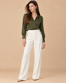 Pantalón Marinero Botón Dorado Hueso – frente