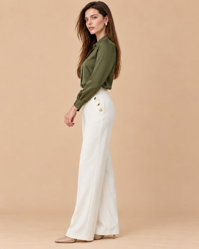 Pantalón Marinero Botón Dorado Hueso – cuerpo completo