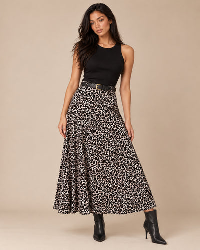 Falda Larga Animal Print Café – frente