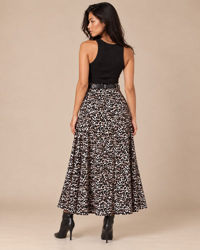 Falda Larga Animal Print Café – espalda