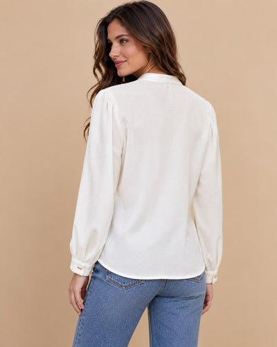 Blusa Lazo Borlas Doradas Blanco – espalda