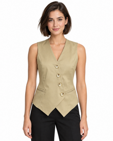 Chaleco Sastre Botón Dorado Beige – frente