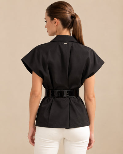 Blusa Safari Cinturón Charol Negro – espalda