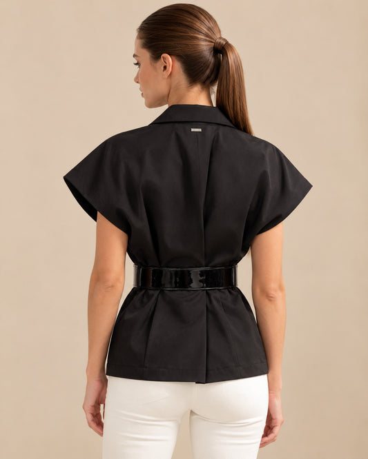 Blusa Safari Cinturón Charol Negro – espalda