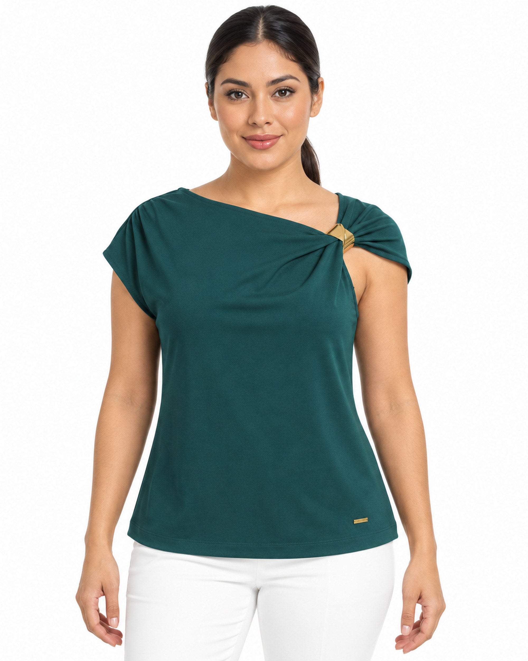 Blusa Hombro Argolla Verde – frente