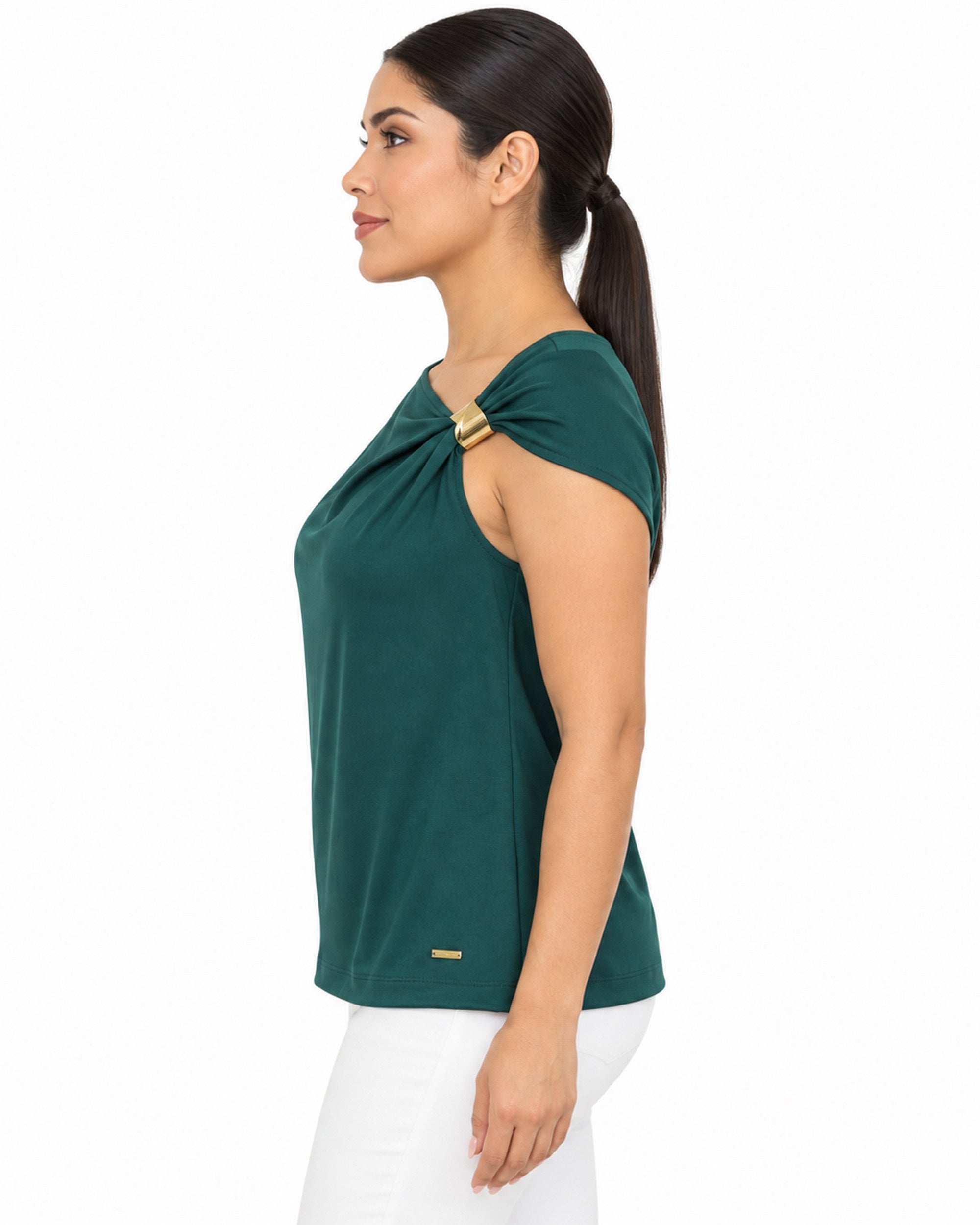 Blusa Hombro Argolla Verde – lateral