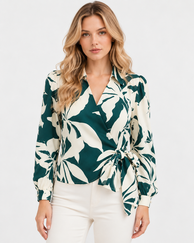 Blusa Cruzada Moño Lateral Verde – frente