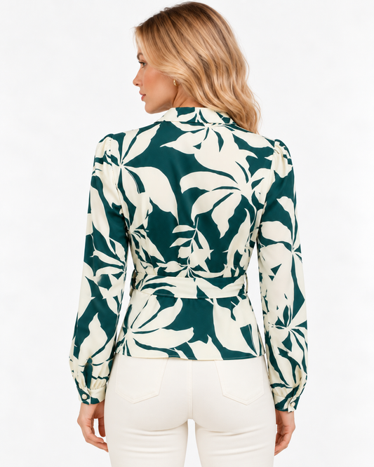 Blusa Cruzada Moño Lateral Verde – espalda