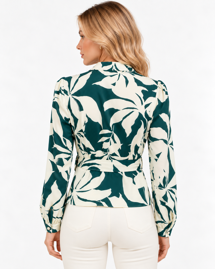 Blusa Cruzada Moño Lateral Verde – espalda