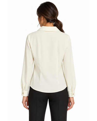 Blusa Cuello Drapeado Cadena Hueso – espalda