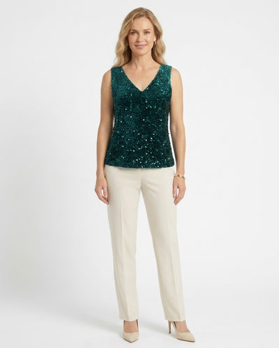 Blusa Lentejuelas Cuello V Verde – frente