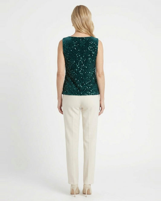 Blusa Lentejuelas Cuello V Verde – espalda