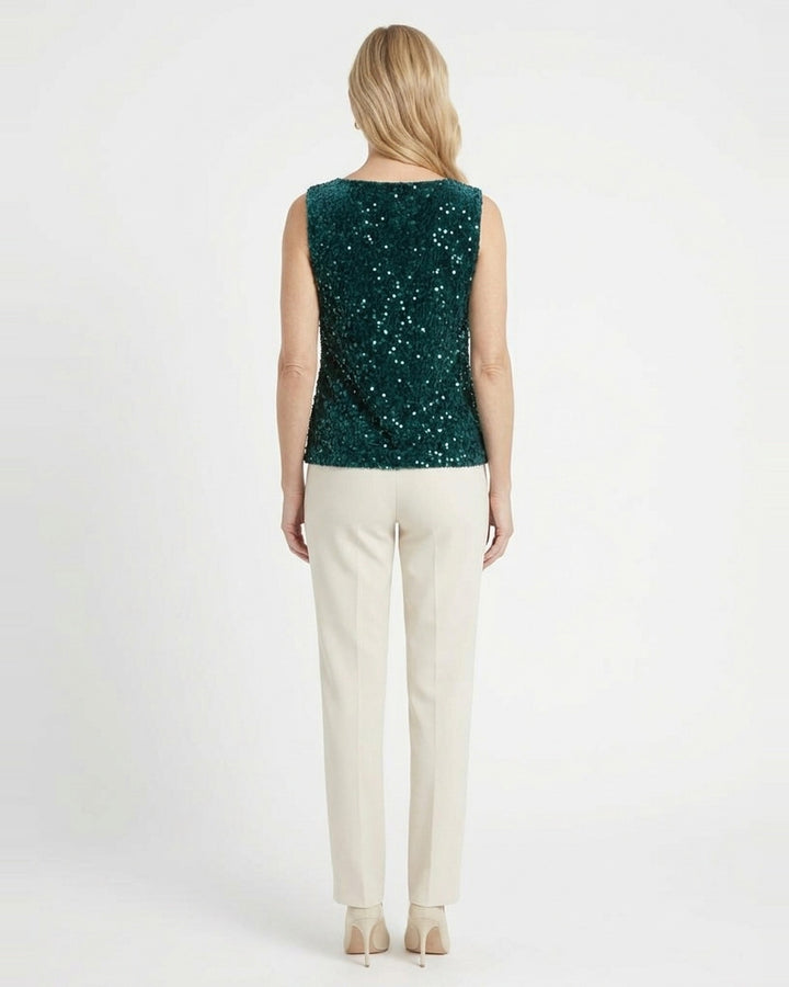 Blusa Lentejuelas Cuello V Verde – espalda