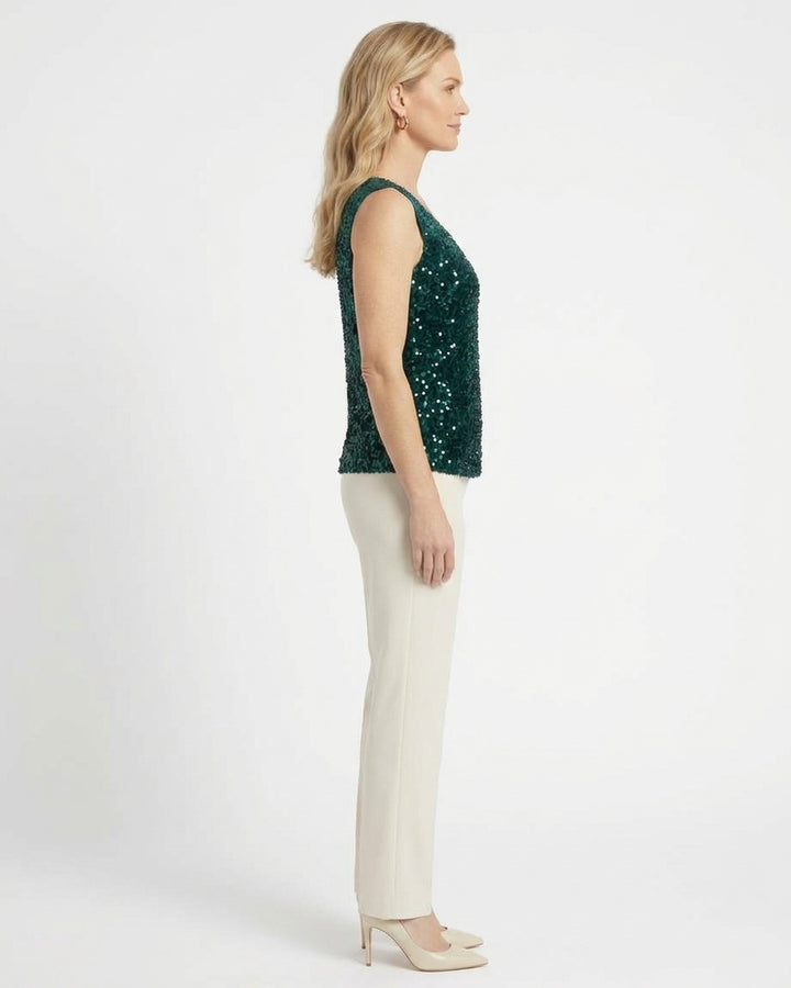 Blusa Lentejuelas Cuello V Verde – lateral