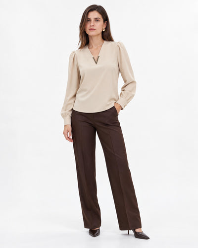 Blusa Satén Herraje Dorado Beige – frente