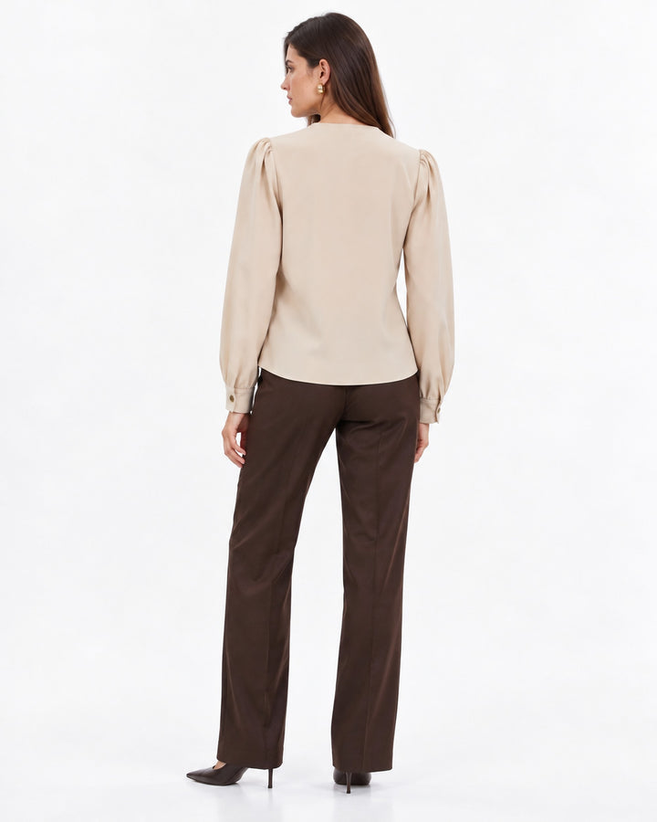 Blusa Satén Herraje Dorado Beige – espalda
