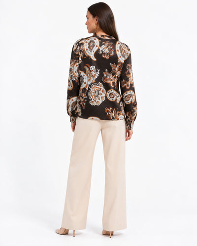 Blusa Paisley Escote Cruzado Café – espalda