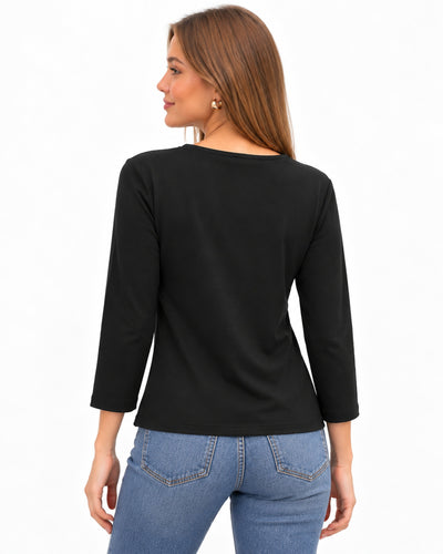 Playera Punto Cuello Redondo Negro – espalda