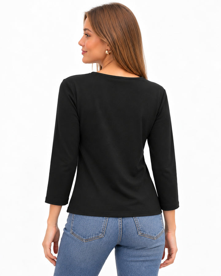 Playera Punto Cuello Redondo Negro – espalda