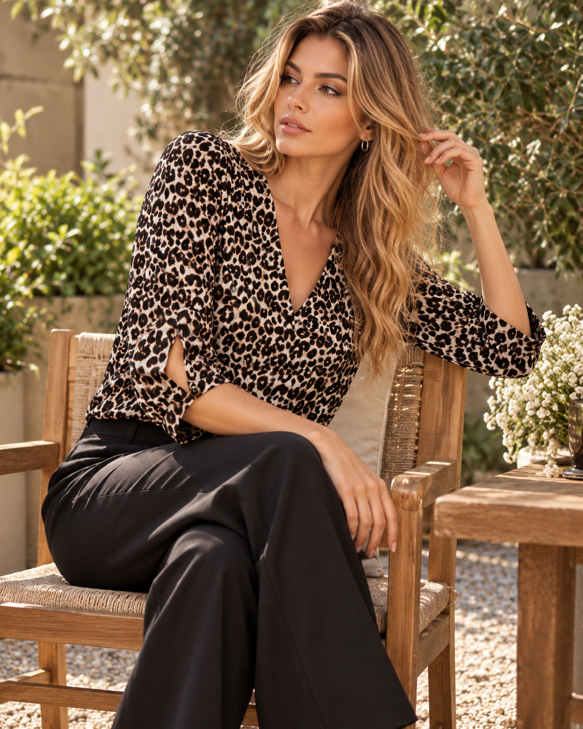 Blusa Animal Print Escote V