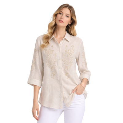 Camisa Bordada Estilo Natural Beige