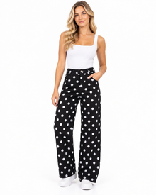 Pantalón Lunares Pierna Ancha Negro – frente