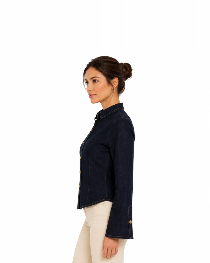 Camisa de Mezclilla Acampanada Denim – de lado