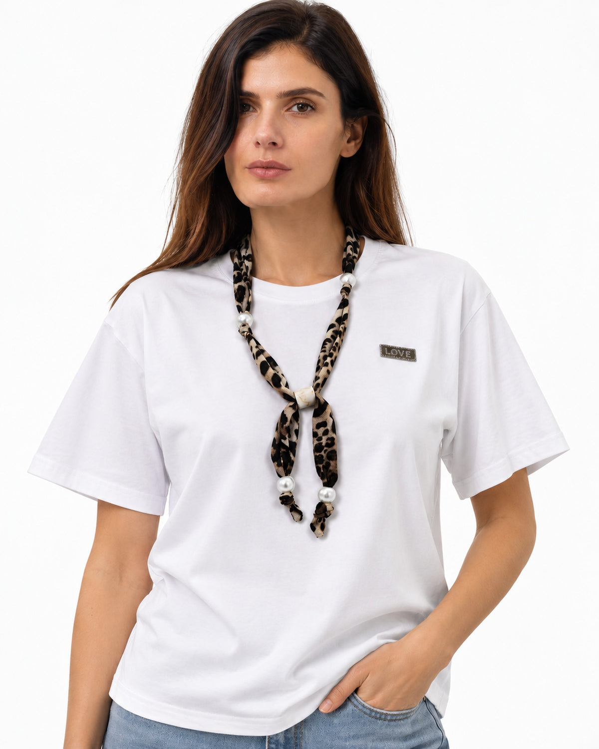 Playera Básica Aplicación Love Blanco – frente