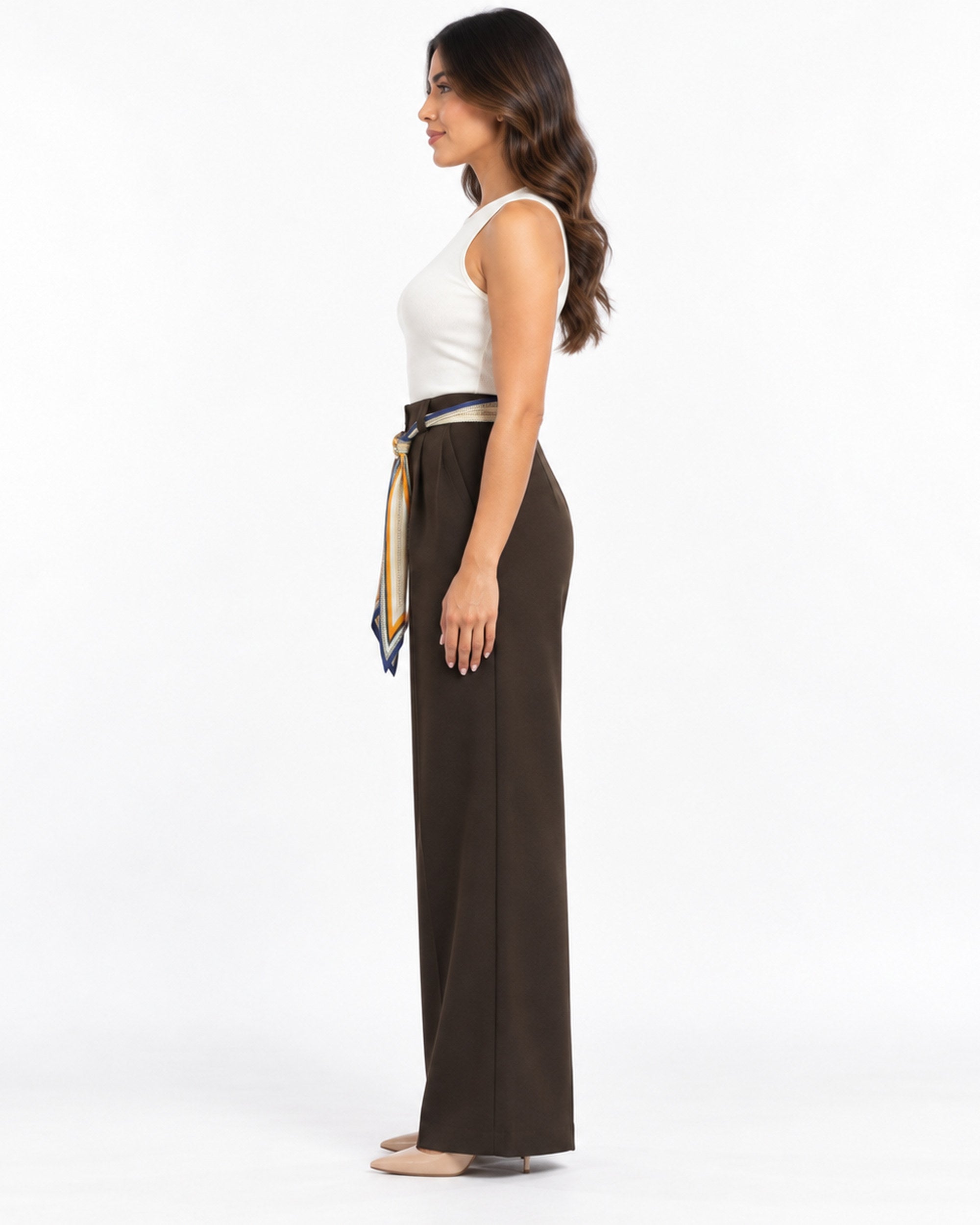 Pantalón Mascada Dorada Café – lateral