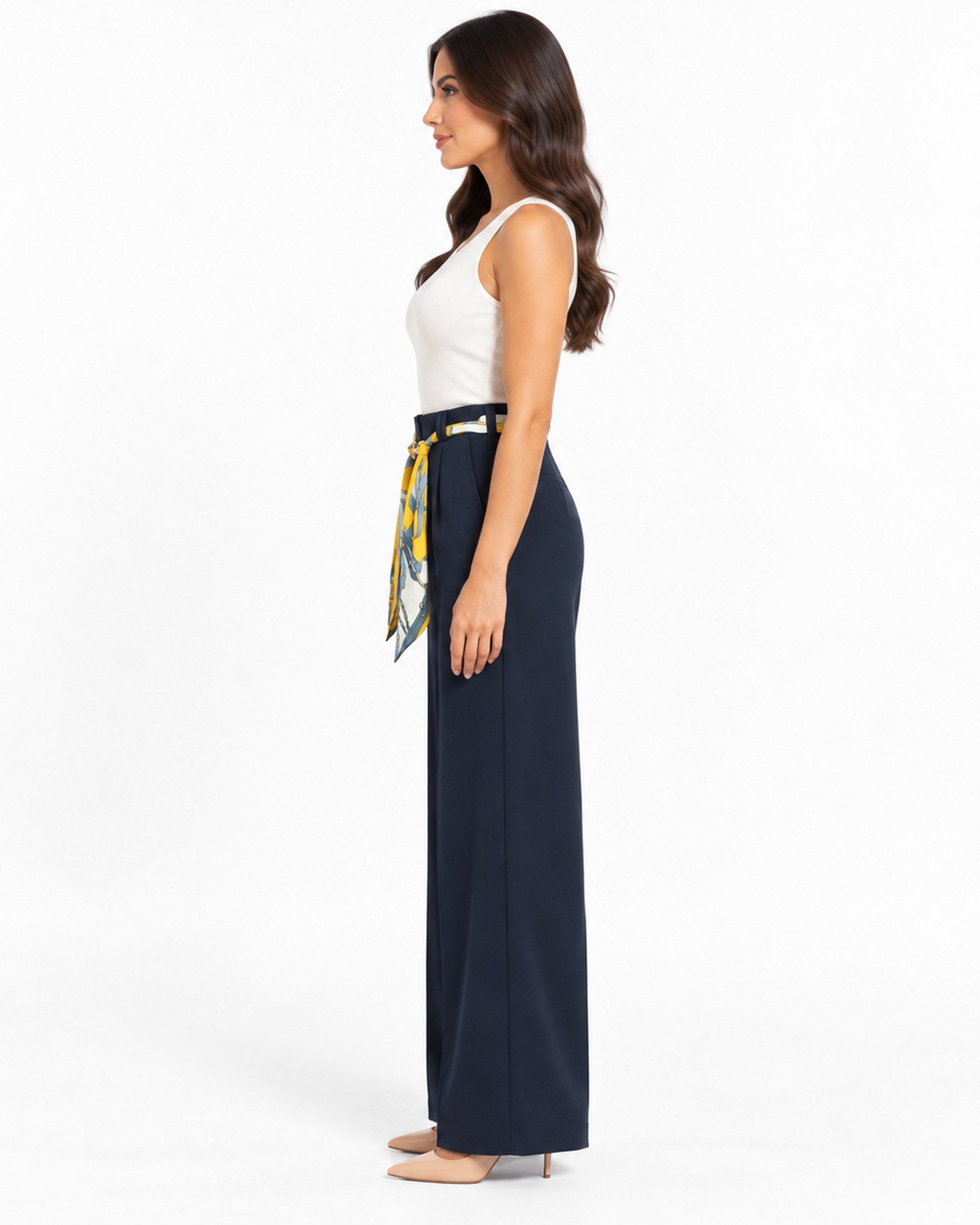 Pantalón Mascada Dorada Marino – lateral