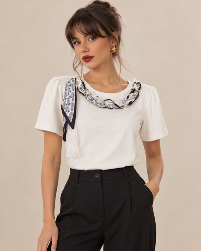 Blusa Mascada Paisley Blanco – de frente