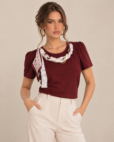 Blusa Mascada Paisley Vino – de frente